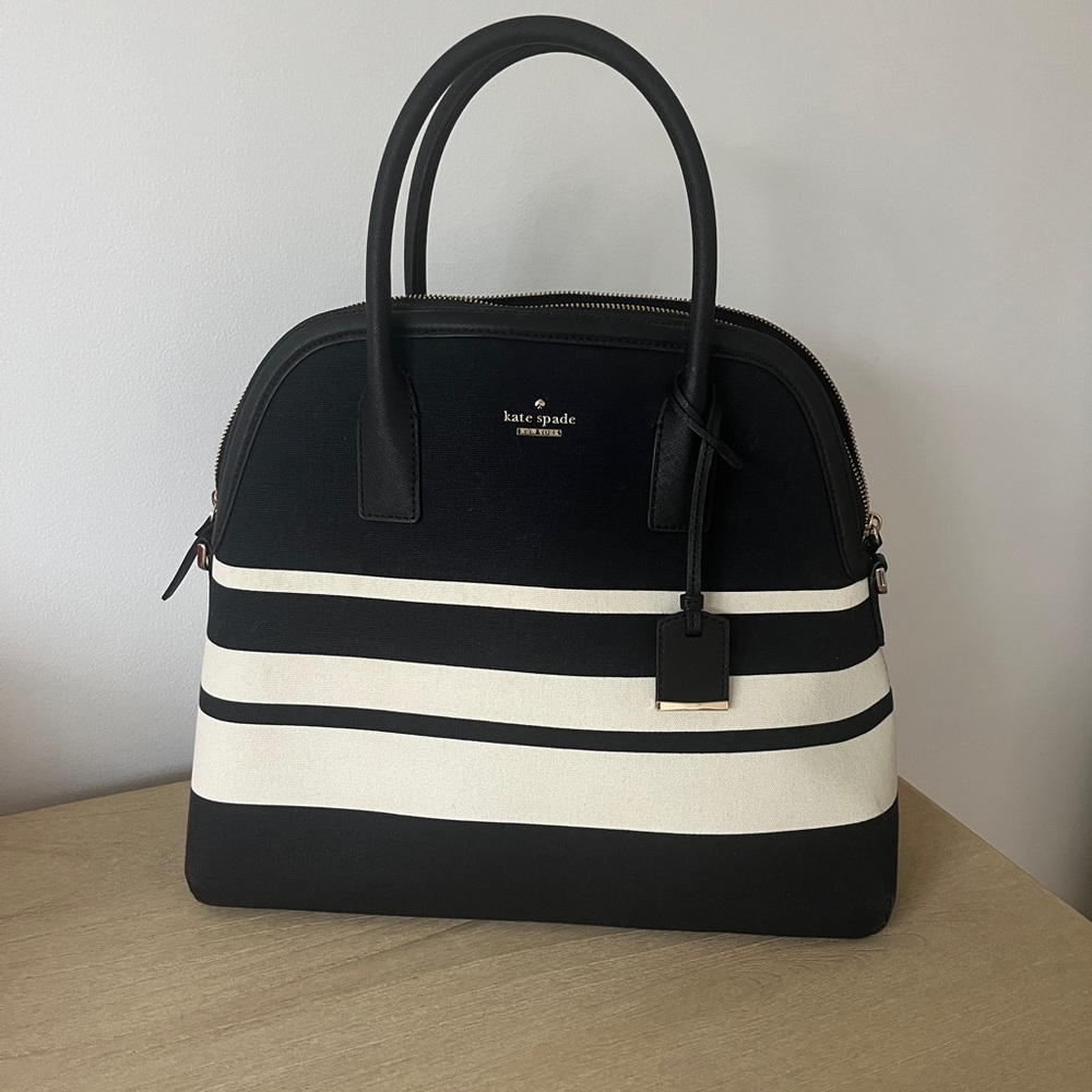 Kate Spade Black & White Striped Dome Purse